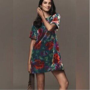 Anthropologie Maeve Velvet Mini floral dress size S